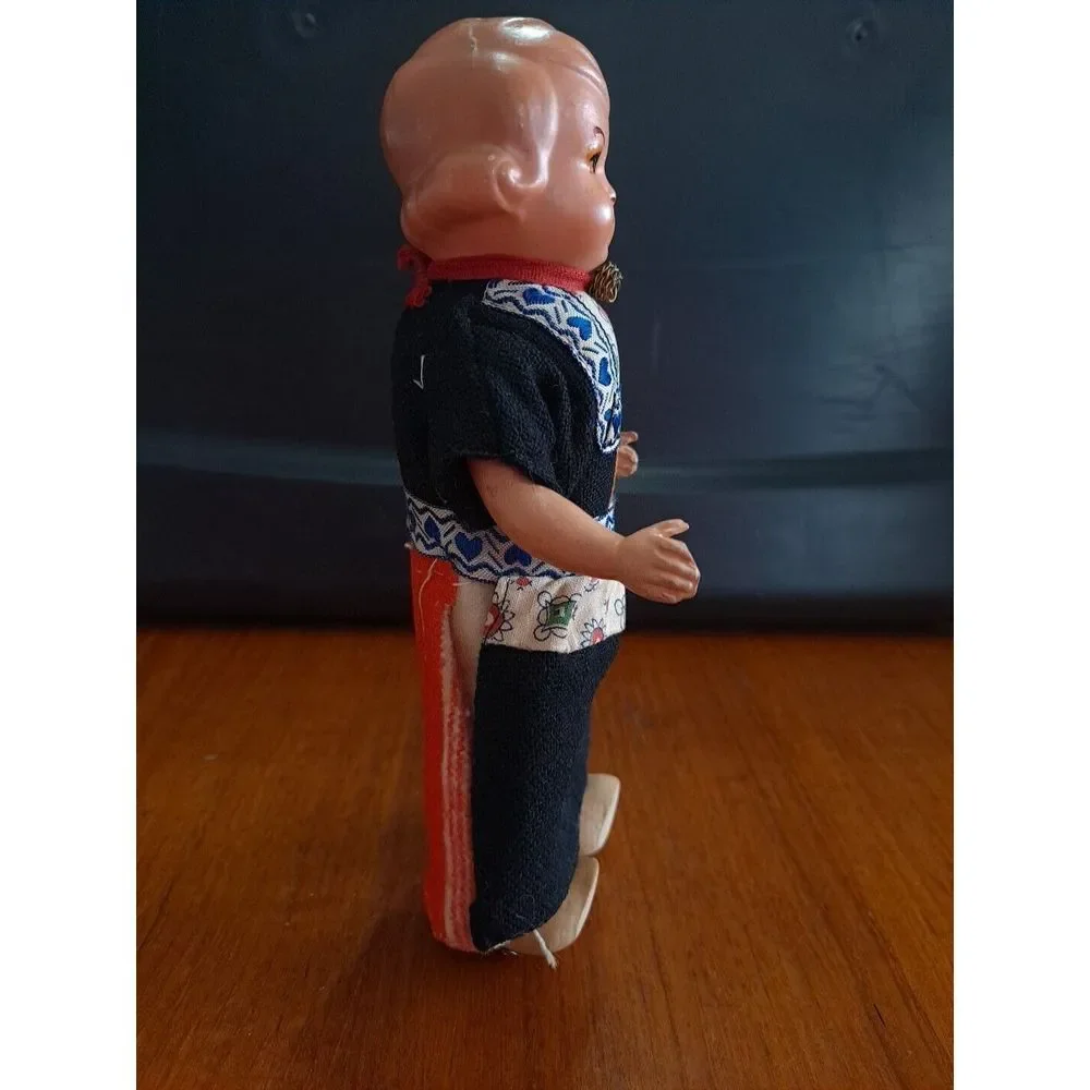 Antique Bisque Head Dutch Lassie Costumed Doll 1900s Dress‎